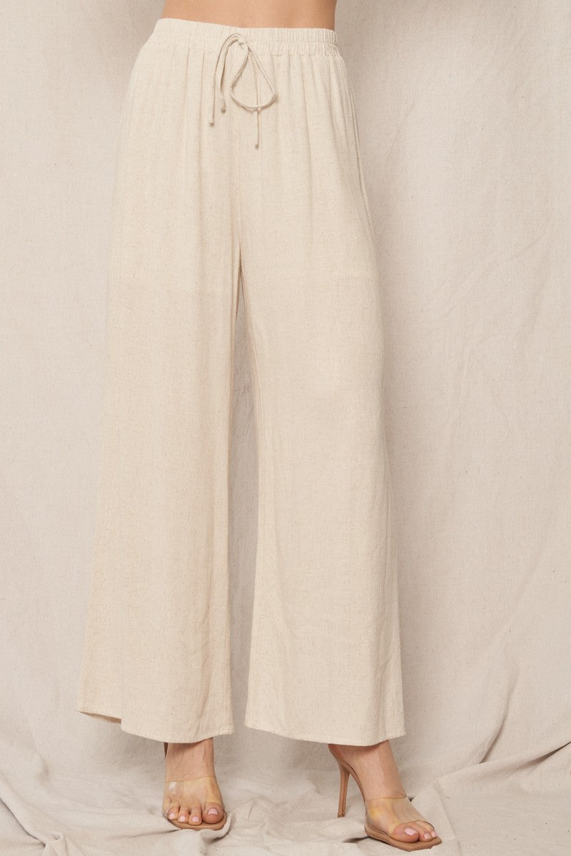 Linen Blend Wide Leg Pants