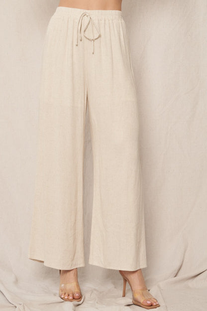Linen Blend Wide Leg Pants