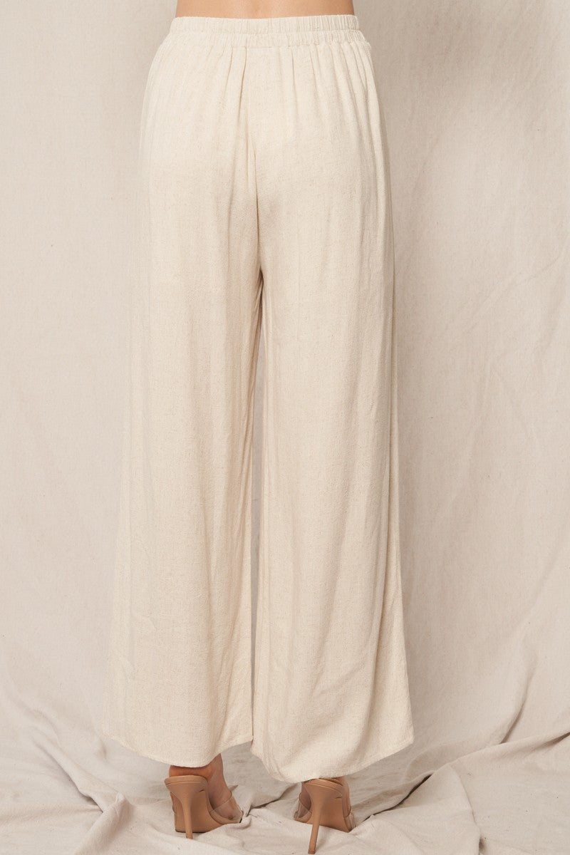 Linen Blend Wide Leg Pants