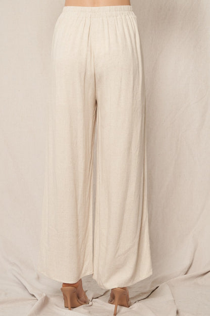 Linen Blend Wide Leg Pants
