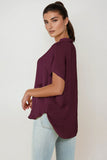 Drop Shoulder Blouse Wine