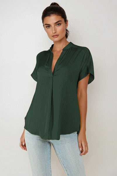 Drop Shoulder Blouse Forest Green