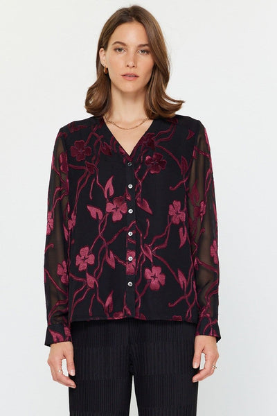 Floral Jacquard Button Down Top