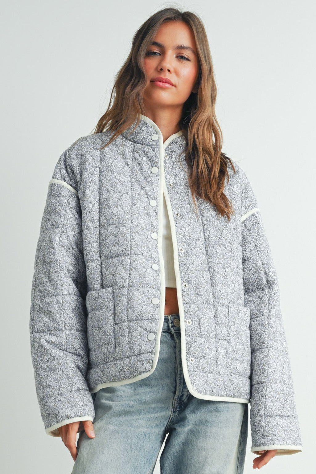 Quilted Jacket with Snap Buttons