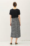 Black Floral Print Midi Skirt