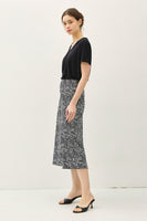Black Floral Print Midi Skirt