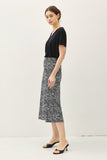 Black Floral Print Midi Skirt