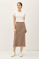 Mocha Floral Print Midi Skirt