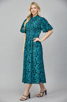 Bubble Sleeve Eyelet Lace Dress