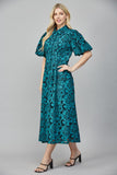 Bubble Sleeve Eyelet Lace Dress