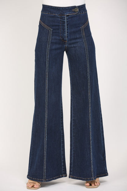 Wide Leg Jeans with Seam Detail