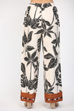 Tropical Print Linen Blend Pants