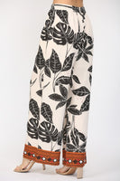 Tropical Print Linen Blend Pants