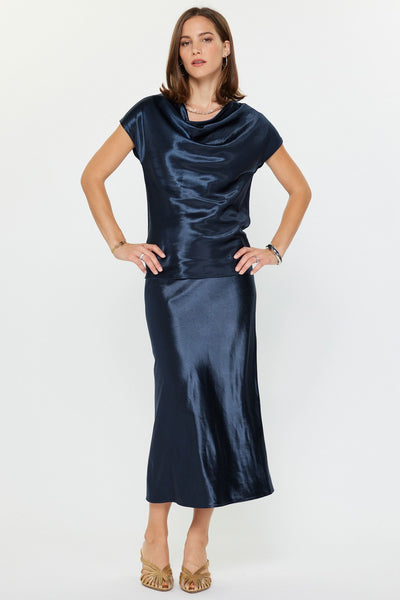 Bias Cut Slip Midi Skirt