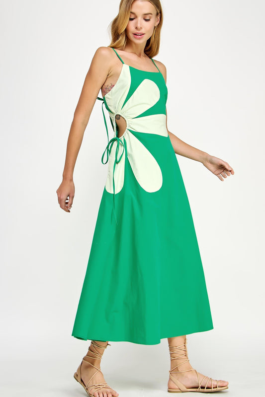 Side Cut-out Flower Detail Dress