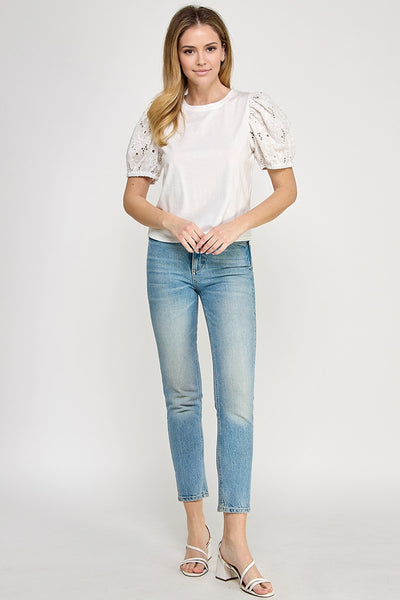 Eyelet Puff Sleeve Top