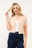 Short Sleeve Knit Bolero Khaki