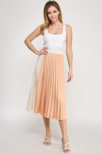 Dual Tone Pleated Skirt