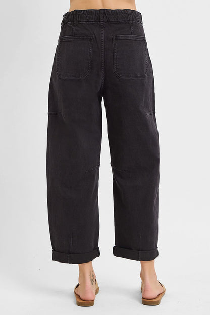 High Rise Crop Barrel Cargo Pants