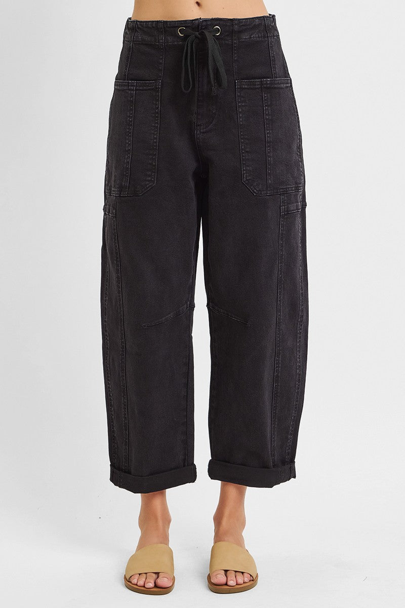 High Rise Crop Barrel Cargo Pants