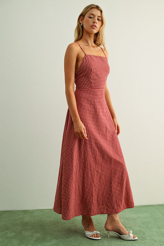 Gingham Tie Back Dress