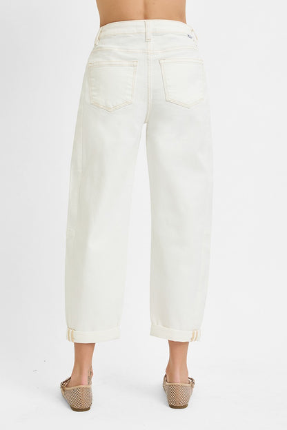 High Rise Cuffed Barrel Pants