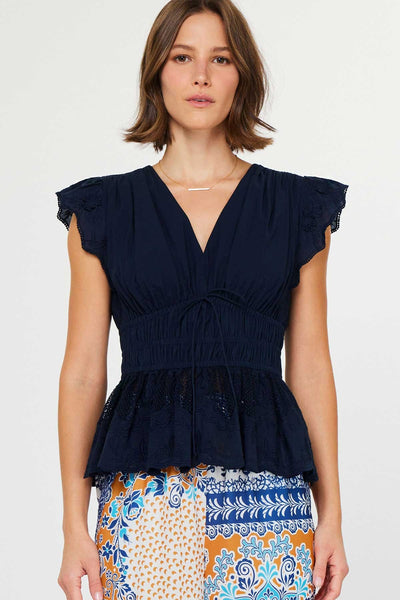 Embroidered Lace Peplum Blouse