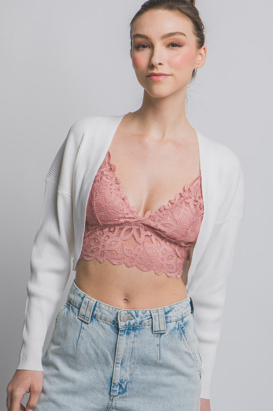 Cropped Open Bolero Shrug White