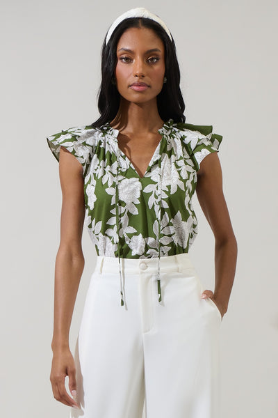 Floral Siya Ruffle Top