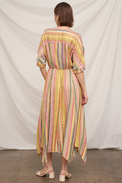 Kimono Sleeve Striped V-neck Dress