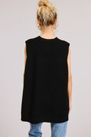 High Low Sleeveless Sweater Black