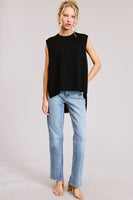 High Low Sleeveless Sweater Black