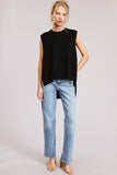 High Low Sleeveless Sweater Black