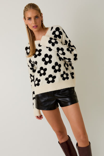 Bold Floral Pattern Sweater