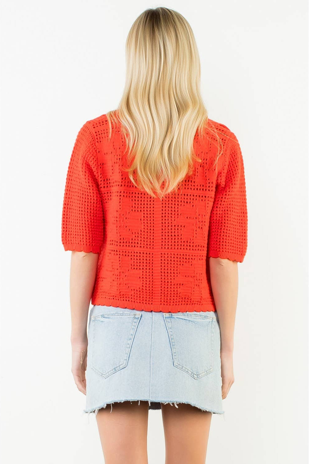Short Sleeve Knitted Collared Top