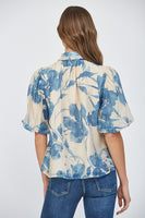 Lantern Sleeve Blouse With Removable Tie