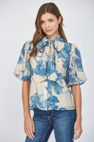 Lantern Sleeve Blouse With Removable Tie