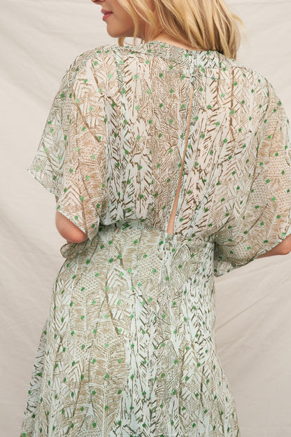 Gauze Maxi Dress With Lurex Sage