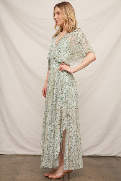 Gauze Maxi Dress With Lurex Sage