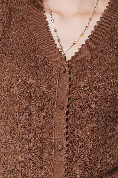 Scalloped Edge Cardigan Brown