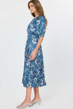 Floral Midi Dress with Pleated Skirt
