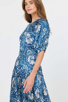 Floral Midi Dress with Pleated Skirt