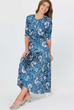 Floral Midi Dress with Pleated Skirt