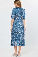 Floral Midi Dress with Pleated Skirt