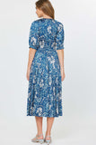 Floral Midi Dress with Pleated Skirt