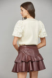 Lace Bubble Sleeve Sweater Cream