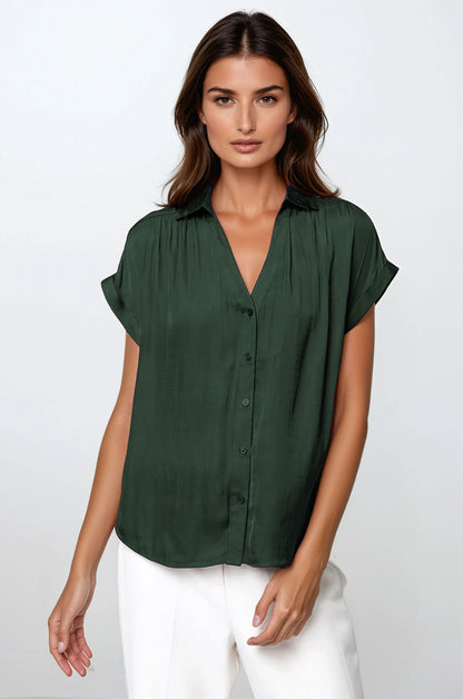 Short Sleeve Blouse Forest Green