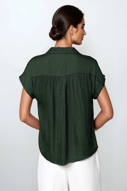 Short Sleeve Blouse Forest Green