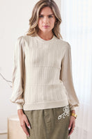 Woven Sleeve Combo Sweater