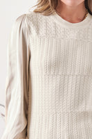 Woven Sleeve Combo Sweater